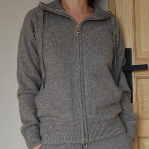 gilet avec capuche 4 fils laine