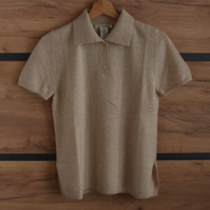 Polo femme en cachemire manches courtes 17 polo beige en cachemire