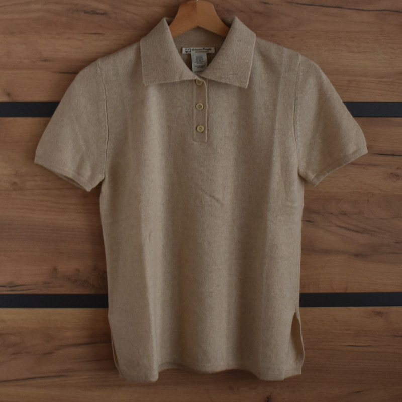 Polo femme en cachemire manches courtes 10 polo beige en cachemire