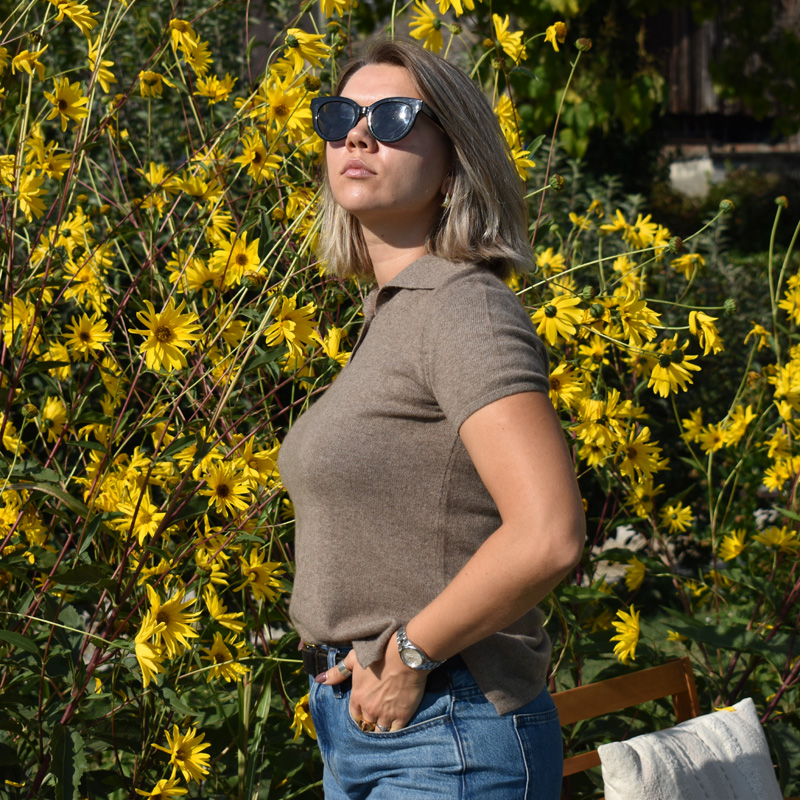 Polo femme en cachemire manches courtes 4 polo cachemire femme